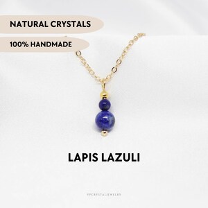Lapis lazuli pendant necklace Gemstone handmade jewelry 30th birthday gift for her September birthstone Crystal choker 5th Anniversary gift