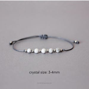 White howlite bracelet Dainty crystal bracelet Custom bracelet gemstone Birthday gift best friend Natural stone jewelry Delicate Adjustable image 3