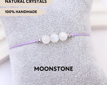 Aangepaste maansteenarmband Sierlijke kralen edelsteenarmband Natuurlijke kristallen sieraden voor vrouwen Stenen armband Emotionele ondersteuning