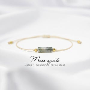 Green moss agate bracelet Boyfriend gift Crystal bracelet for women Moss agate jewelry Mens bracelet String custom bracelet Fathers day gift