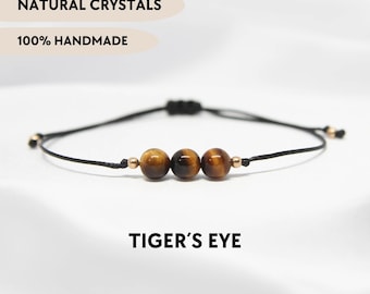 Tiger Eye Bracelet Crystal Bead Bracelet for Women Custom Bracelets Jewelry Gift for Girlfriend Protection Bracelet String Gemstone Bracelet