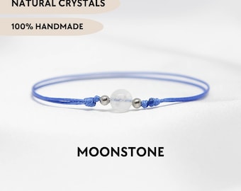 Bransoletka z kamieni księżycowych tęczowych 5 mm Bransoletka na kostkę Biżuteria boho na prezent Bransoletka z kamieni szlachetnych na zamówienie Biżuteria ręcznie robiona Codzienna bransoletka kryształowa regulowana