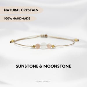 Sunstone and moonstone bracelet Natural crystals bracelet Custom jewelry Boho bracelet Celestial jewelry Handmade jewelry Personalized gifts