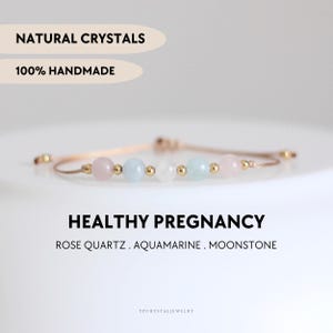 Bransoletka na zdrową ciążę, ręcznie robiona biżuteria, prezent na baby shower dla kobiet w ciąży, kryształy lecznicze wspomagające płodność, prezent dla przyszłej mamy, macierzyństwo