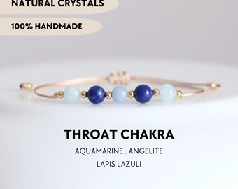 Throat chakra bracelet Healing stones Blue crystal bracelet Natural gemstone bracelet Beaded custom bracelet Spiritual gift Esoteric gifts