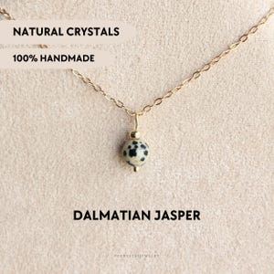 Dalmatian jasper necklace Handmade crystal jewelry Dainty choker Minimalist gemstone necklace Statement stone necklace Gift for daughter