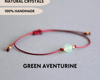 Green aventurine bracelet Minimalist crystal bracelet Simple bead bracelet Good luck bracelet Gemstone dainty bracelet Stone gift for her