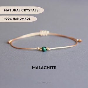Delicada pulsera de malaquita para mujer Joyería de cristal hecha a mano Pulsera de hilo de piedra Amuleto de éxito Chakra del corazón