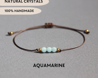 Aquamarine bracelet String bracelets for women 21st birthday gift for her Aquamarine jewelry March birthstone gift Zodiac pisces jewelry