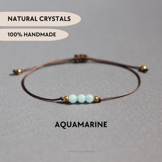 Aquamarine bracelet String bracelets for women 21st birthday gift for her Aquamarine jewelry March birthstone gift Zodiac pisces jewelry