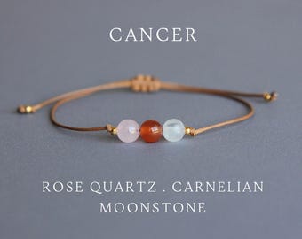 Bracelet cristal cancer Bracelet pierres de naissance juillet Cadeaux zodiaque Cancer Cadeau d'anniversaire pour elle Cadeau astrologie Bijoux zodiaque Bracelet de guérison