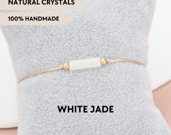 White jade bracelet Custom bracelet Natural crystal jewelry Gemstone bead bracelet Everyday stone jewelry Delicate minimalist bracelet