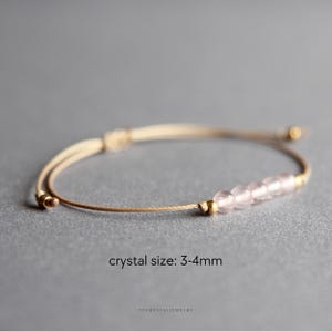 Pink morganite bracelet Gemstone custom bracelet Stacking crystal bracelet Boho stone jewelry Cute adjustable bracelet Birthday gift for mom image 3
