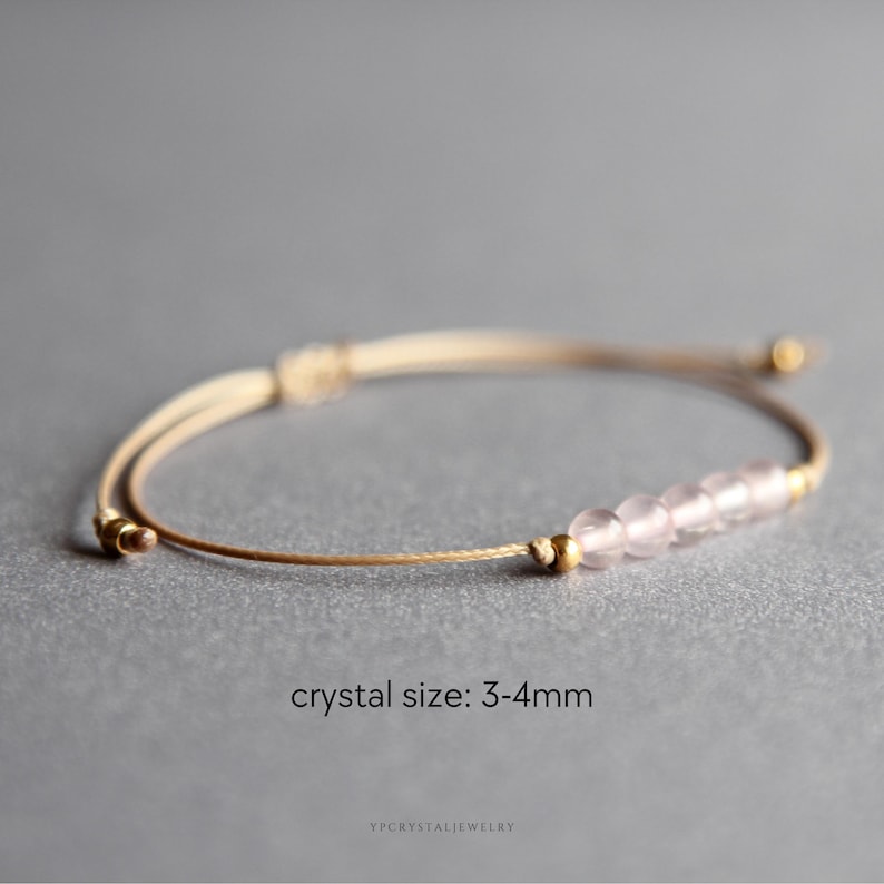 Pink morganite bracelet Gemstone custom bracelet Stacking crystal bracelet Boho stone jewelry Cute adjustable bracelet Birthday gift for mom image 3