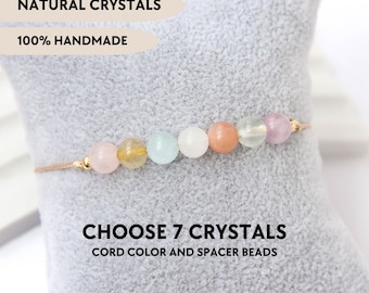 Design your bracelet - 7 crystals bracelet Personalized bracelets Personalized jewelry Custom bracelet Custom gemstone bracelet Custom gifts