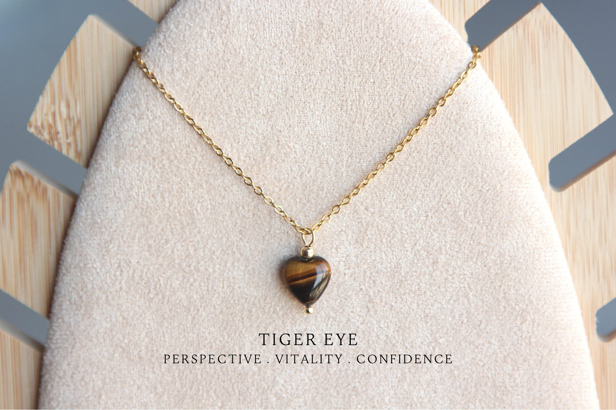 Katarina Tiger Eye Heart Pendant Necklace main image 1