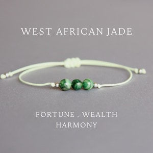 West African jade bracelet Green jade bracelet Green jadeite jewelry Nephrite bracelet Mens bracelet String bracelets for women Gift for her