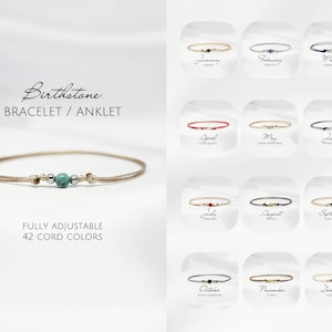 Pulsera de piedra de nacimiento Tobillera con piedra de nacimiento Pulsera de tobillo personalizada Pulsera de cristal natural Regalos personalizados Joyería hecha a mano Pulsera ajustable