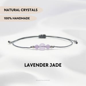 Bracelet en jade lavande, bijoux en cristal personnalisés faits main, cadeaux personnalisés délicats pour son 13e anniversaire, soulagement de l&#39;anxiété, équilibre de la paix, de l&#39;amour