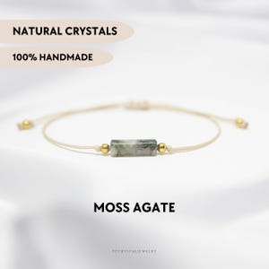 Green moss agate bracelet Boyfriend gift Crystal bracelet for women Moss agate jewelry Mens bracelet String custom bracelet Fathers day gift
