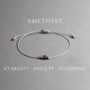 Amethyst bracelet Cute bracelets February birthstone String bracelets for women Delicate gemstone bracelet Retirement gifts for women