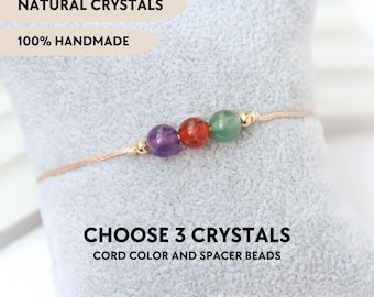 Designa ditt eget armband Armband av naturkristall Personlig present till henne Anpassat armband Justerbart ädelstenssmycke Födelsedagspresent till vän