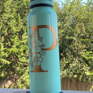 Personalized Monogrammed Stainless Steel Fliptop Bottle I 38 oz