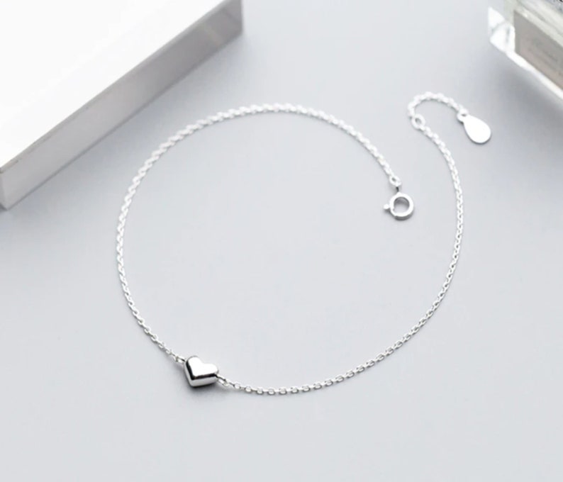 Minimalist Heart Sterling Silver 925 Bracelet\u2022 Girlfriend Gift\u2022 Birthday Gift\u2022 Statement bracelet