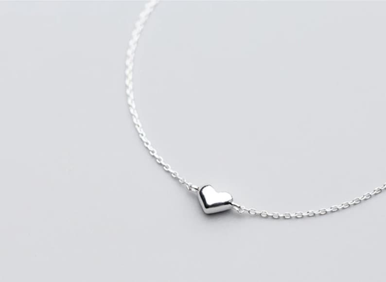 Minimalist Heart Sterling Silver 925 Bracelet\u2022 Girlfriend Gift\u2022 Birthday Gift\u2022 Statement bracelet