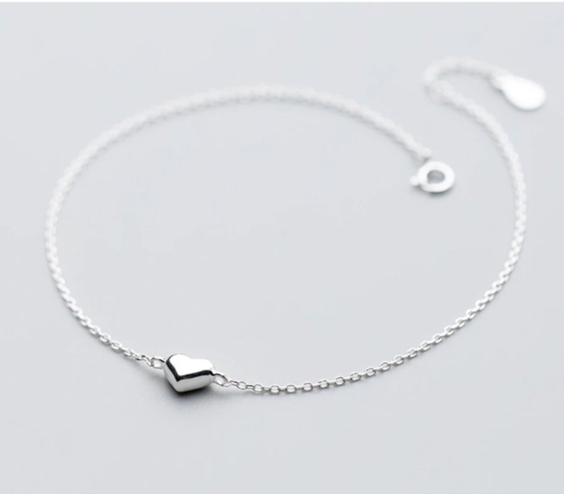 Minimalist Heart Sterling Silver 925 Bracelet\u2022 Girlfriend Gift\u2022 Birthday Gift\u2022 Statement bracelet