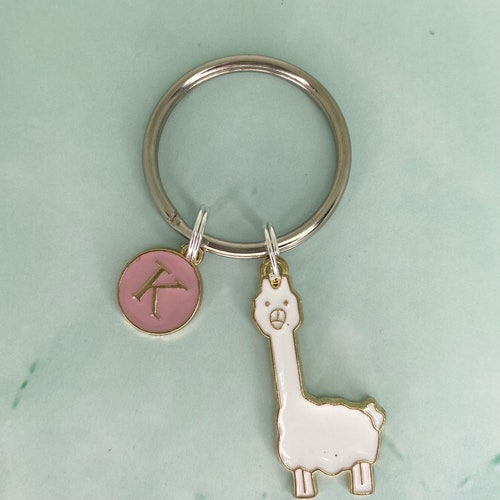 Llama Alpaca Bag Charm with personalised Initial • Llama KeyRing• Llama KeyChain•Llama Lovers Gifts • Llama Keyring• Llama Gifts