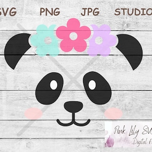 Panda Face SVG PNG, Panda Face Svg, Panda Decal, Panda SVG, Panda Cut Files, Panda, Bear, Cute Bear, Cute Panda Bear Face Svg Png