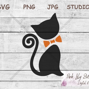 Black Cat Bow Tie SVG: Spooky Halloween Cut File (Digital Download)