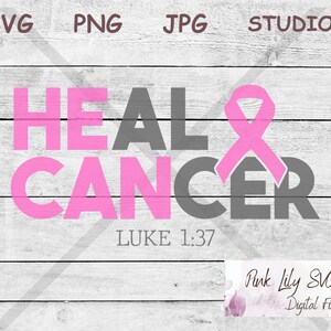 Heal Cancer Ribbon SVG PNG: Breast Cancer Awareness (Digital Download)