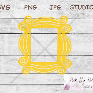 Freunde Türrahmen SVG PNG, Freunde Rahmen SVG Png, Bilderrahmen, beste Freunde, Pivot Couch SVG Png, geschnittene Dateien, Gold Freunde Türrahmen svg