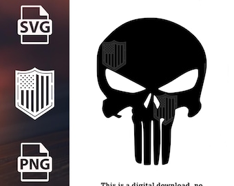 Punisher Skull SVG PNG: Gamer Cut File (Digital Download)