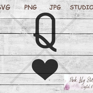 Q Svg Png, Reina, Q de Corazones, Corazones, Reina Negra, Reina Roja, Rey y Reina Svg, Rey de Picas Svg, Reina de Corazones Svg, Naipes