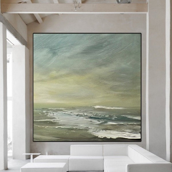 Original Sea Abstract Art Painting: Large Ocean Canvas