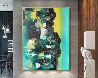 Large Original Abstract Landscape Painting Green Oil Painting Original Canvas Minimalist Painting Large Abstract Wall Art Acrylic Painting