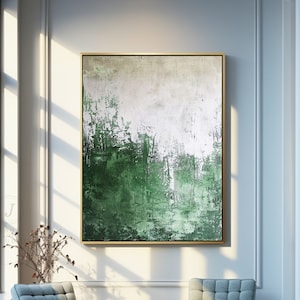 Green Abstract Painting Green Minimalism Painting Green Wall Art Green Canvas Wall Art Large Beige Abstract Painting Green Canvas Painting