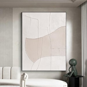 Beige Abstract Painting: Minimalist Textured Wabi-Sabi Wall Art