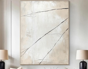 Boho Wall Art Neutral Minimalist Wall Art Beige Texture Wall Art Wabi Sabi Wall Art White Minimalist Painting Large Texture Art on Canvas