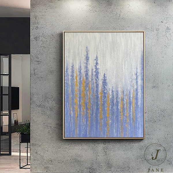 Large Original Abstract Landscape Oil Painting On Canvas Wall Art Original Abstract Golden Oil Painting Blue Oil Painting Textured Painting