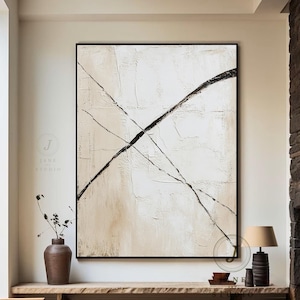 Wabi Sabi Beige Texture Painting: Large Minimalist Wall Art