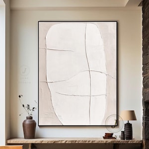 Wabi-Sabi Beige Abstract Painting: Modern Textured Canvas Art
