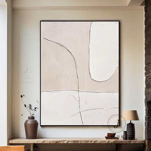 Beige Abstract Painting: Wabi-Sabi Textured Canvas Art