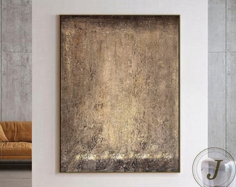 Large Brown Textured Painting Gold And Copper Wabi-Sabi Wall Art 3D Textured Wall Art Earth Tone Painting Brown Abstract Painting Original