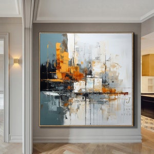 Peinture à l'huile abstraite originale de voilier de wabi-sabi, peinture géométrique, peinture abstraite colorée originale, peinture acrylique, art texturé 3D