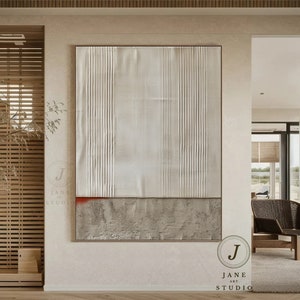 Beige Abstract Painting: Boho Wabi-Sabi Wall Art