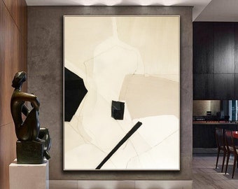 Original Painting Ink Beige Wabi Sabi Wall Art Black Beige Abstract ...